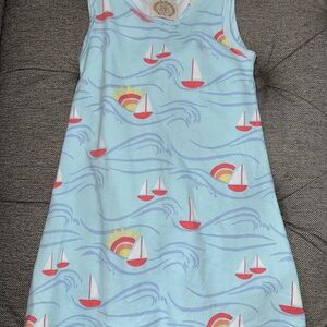 The Beaufort Bonnet Company 5 Sleeveless Polly Play Blue Sailboat Dress